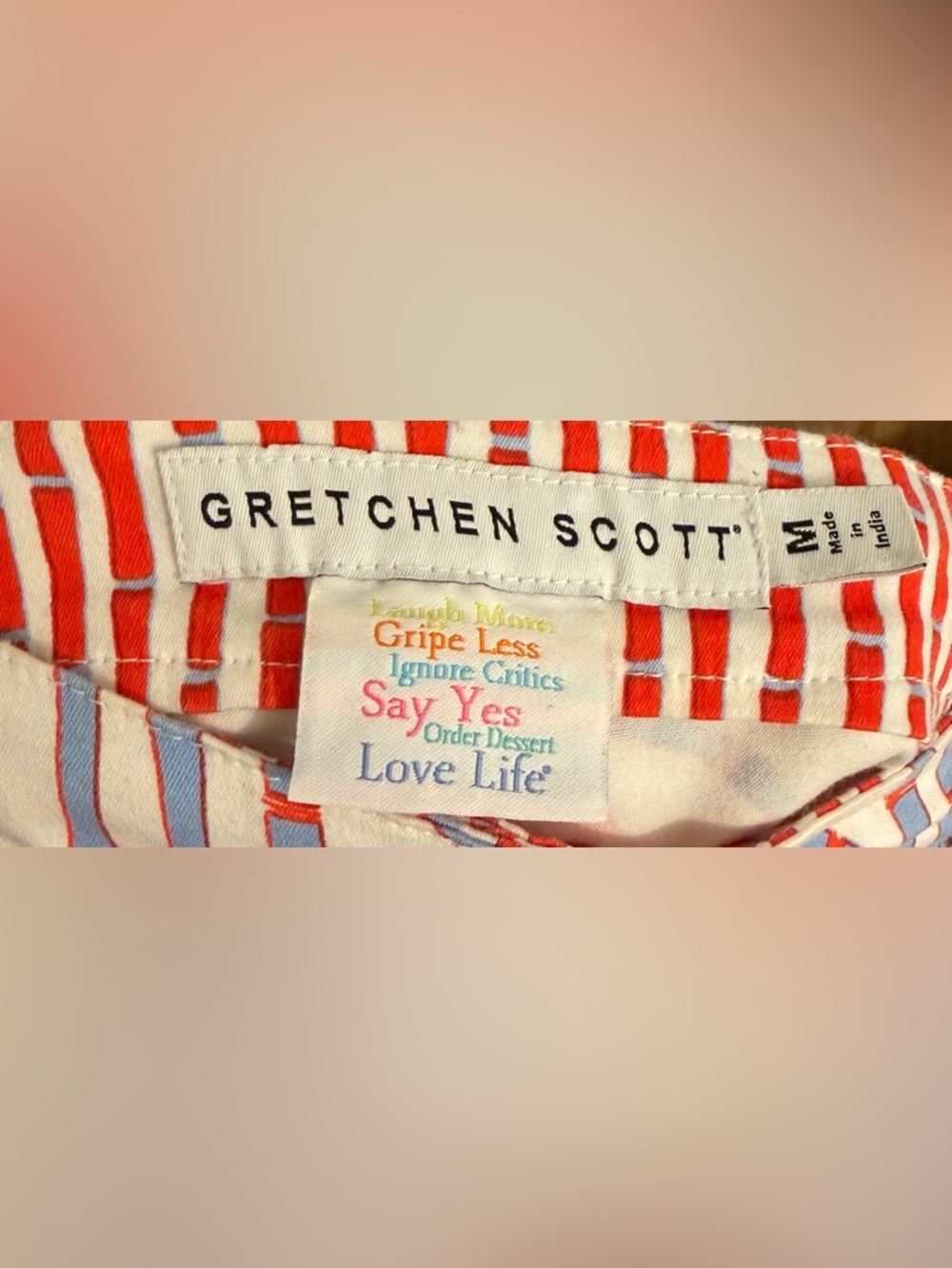 Gretchen Scott Stretch Red & Blue Pagoda Print Pants - Picture 4 of 4
